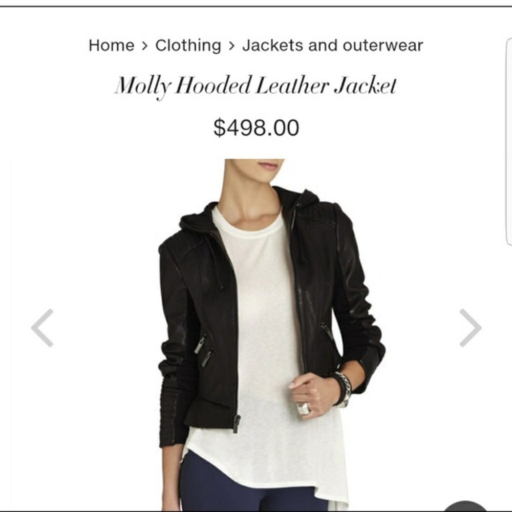 BCBG Maxazria Molly Hooded Leather Jacket